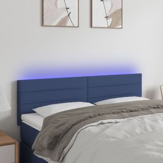 LED-voodipeats, sinine, 144x5x78/88 cm, kangas