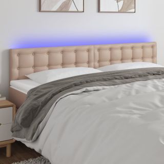 LED-voodipeats, Cappuccino, 200x5x78/88 cm kunstnahk