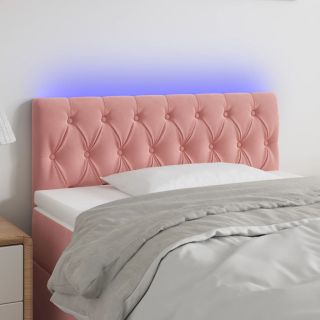 LED-voodipeats, roosa, 90x7x78/88 cm, samet