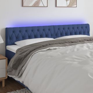 LED-voodipeats, sinine, 200x7x78/88 cm, kangas