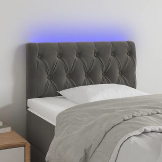 LED-voodipeats, tumehall, 80x7x78/88 cm, samet