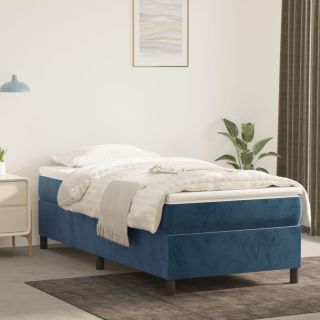 Voodiraam ilma Madratsita Tumesinine 90x190 cm samet