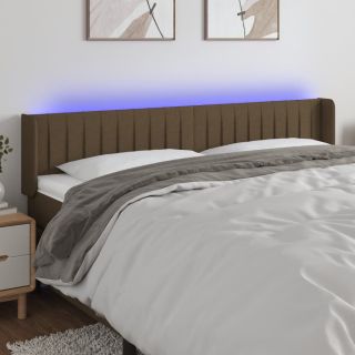 LED-voodipeats, tumepruun, 203x16x78/88 cm, kangas