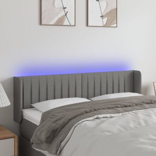 Изголовье со светодиодной подсветкой, темно-серое, 147x16x78/88 см, ткань