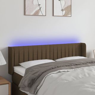 LED-voodipeats, tumepruun, 147x16x78/88 cm, kangas