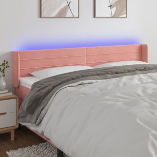 LED-voodipeats, roosa, 203x16x78/88 cm, samet