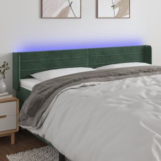LED-voodipeats, tumeroheline, 203x16x78/88 cm, samet