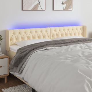 LED-voodipeats, kreemjas, 203x16x78/88 cm, kangas