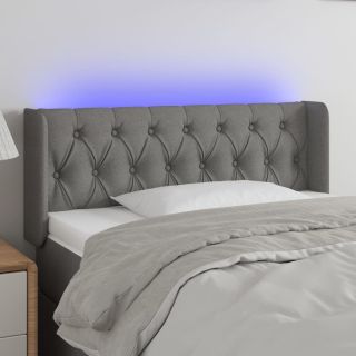 Изголовье со светодиодной подсветкой, темно-серое, 103x16x78/88 см, ткань