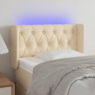 LED-voodipeats, kreemjas, 83x16x78/88 cm, kangas