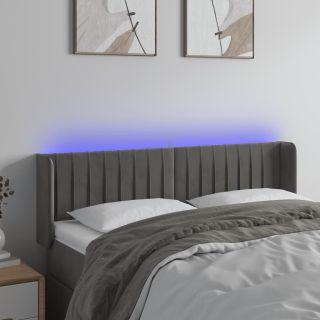 LED-voodipeats, tumehall, 147x16x78/88 cm, samet