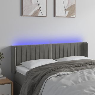 LED-voodipeats, helehall, 147x16x78/88 cm, samet