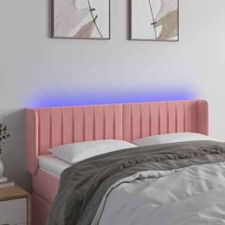 LED-voodipeats, roosa, 147x16x78/88 cm, samet
