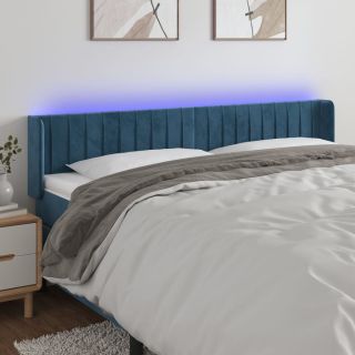 LED-voodipeats, tumesinine, 163x16x78/88 cm, samet