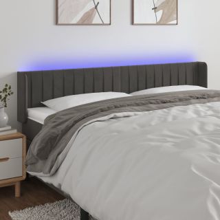LED-voodipeats, tumehall, 183x16x78/88 cm, samet