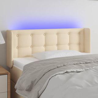 Изголовье со светодиодной подсветкой, кремовое, 103x16x78/88 см, ткань
