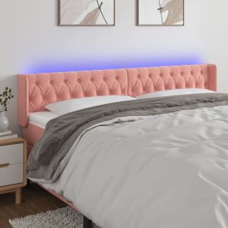 LED-voodipeats, roosa, 203x16x78/88 cm, samet