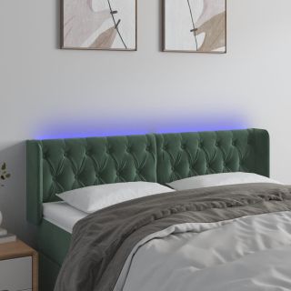 LED-voodipeats, tumeroheline, 147x16x78/88 cm, samet