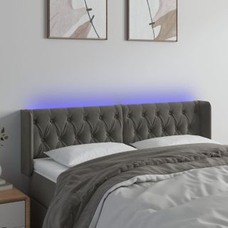LED-voodipeats, tumehall, 163x16x78/88 cm, samet