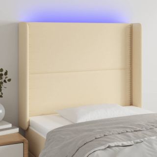 LED-voodipeats, kreemjas, 83x16x118/128 cm, kangas
