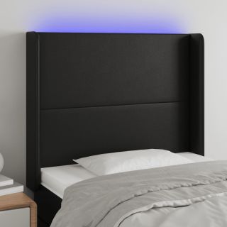 LED-voodipeats, must, 93x16x118/128 cm, kunstnahk
