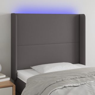 LED-voodipeats, hall, 83x16x118/128 cm, kunstnahk