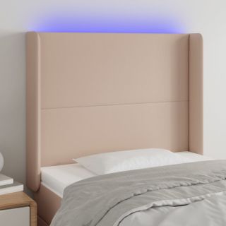 LED-voodipeats, Cappuccino, 103x16x118/128 cm, kunstnahk