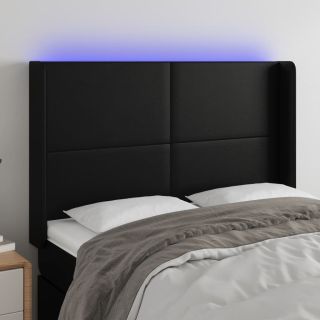 LED-voodipeats, must, 147x16x118/128 cm, kunstnahk