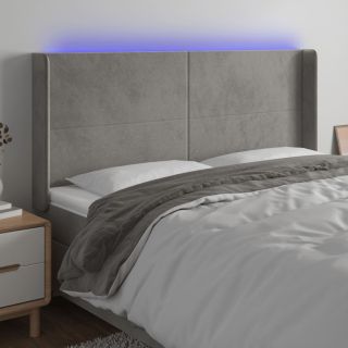 LED-voodipeats, helehall, 163x16x118/128 cm, samet