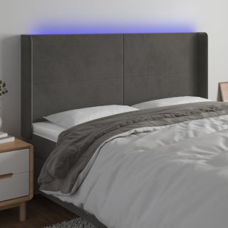 LED-voodipeats, tumehall, 203x16x118/128 cm, samet