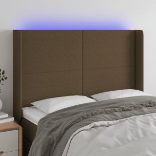 LED-voodipeats, tumepruun, 147x16x118/128 cm, kangas