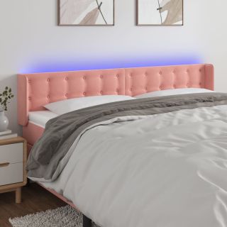 LED-voodipeats, roosa, 203x16x78/88 cm, samet