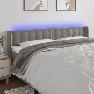 LED-voodipeats, helehall, 163x16x78/88 cm, samet