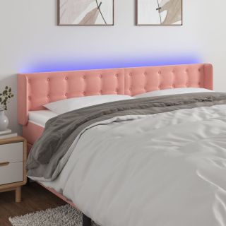LED-voodipeats, roosa, 163x16x78/88 cm, samet