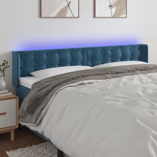 LED-voodipeats, tumesinine, 163x16x78/88 cm, samet