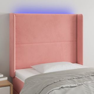 LED-voodipeats, roosa, 93x16x118/128 cm, samet
