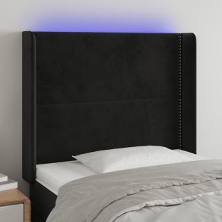 Изголовье со светодиодной подсветкой, черное, 103x16x118/128 см, бархат