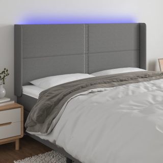 LED-voodipeats, tumehall, 183x16x118/128 cm, kangas