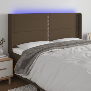 LED-voodipeats, tumepruun, 183x16x118/128 cm, kangas