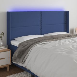 LED-voodipeats, sinine, 183x16x118/128 cm, kangas
