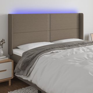 Изголовье со светодиодной подсветкой, коричневато-серое, 203x16x118/128 см, ткань