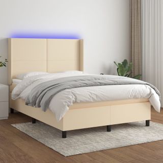 kontinentaalvoodi madrats ja LED, kreemjas, 140x190 cm, kangas