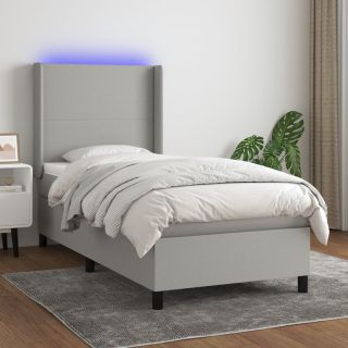 матрас для континентальной кровати и светодиоды, светло-серый, 100x200 см, ткань