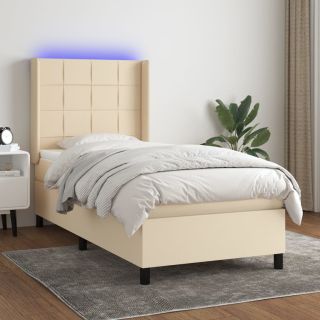 матрас для континентальной кровати и светодиоды, кремовый, 90x200 см, ткань