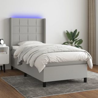 матрас для континентальной кровати и светодиоды, светло-серый, 80x200 см, ткань