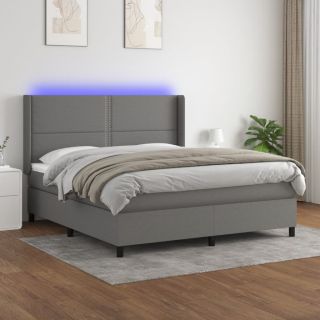kontinentaalvoodi madrats ja LED, tumehall, 160x200 cm, kangas