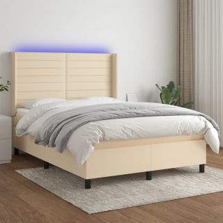 kontinentaalvoodi madrats ja LED, kreemjas, 140x190 cm, kangas