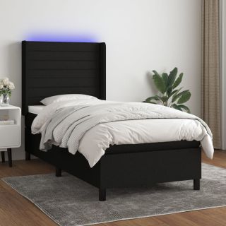 kontinentaalvoodi madrats ja LED, must, 90x190 cm, kangas