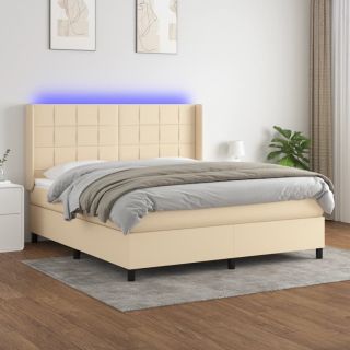 матрас для континентальной кровати и светодиоды, кремовый, 160x200 см, ткань