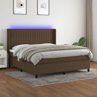 kontinentaalvoodi madrats ja LED, tumepruun, 180x200 cm, kangas